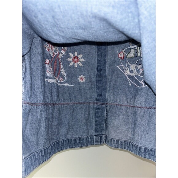 Quizz Again Blue Jean Women’s L Christmas Embroidered Winter Snowmen Shirt EUC - Picture 8 of 8